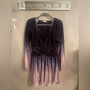 Vonda Stripe Jacquard Long Sleeve Satin Minidress